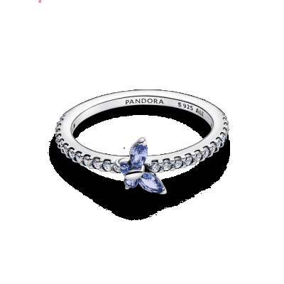 ANEL PANDORA BORBOLETA AZUL BRILHANTE
