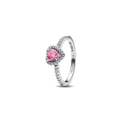 ANEL PANDORA PRATA TIMELESS CORAÇÃO ROSA